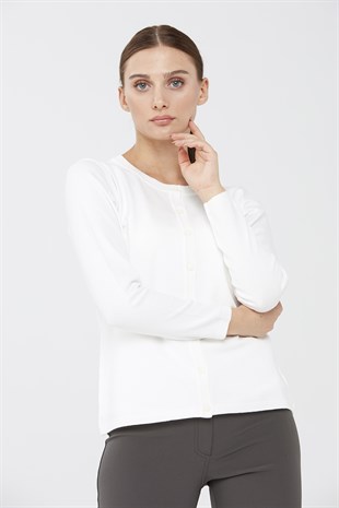 Женский базовый кардиган из лайкры кремовый цвет