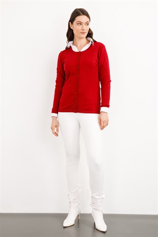 Женский базовый кардиган из лайкры темно-красный цвет