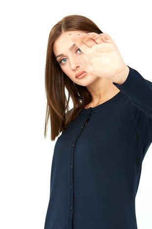 Женский базовый кардиган из лайкры Темно-синий