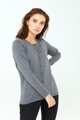 Женский базовый кардиган из лайкры серый цвет