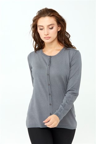 Женский базовый кардиган из лайкры серый цвет
