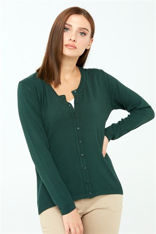 Женский базовый кардиган из лайкры темно-зеленый