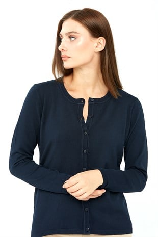 Женский базовый кардиган из лайкры Темно-синий