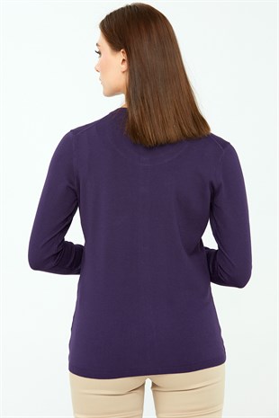 Womens Lycra Basic Cardigan Dark Purple