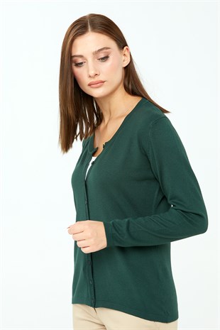 Женский базовый кардиган из лайкры темно-зеленый