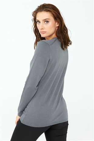 Женский базовый кардиган из лайкры серый цвет