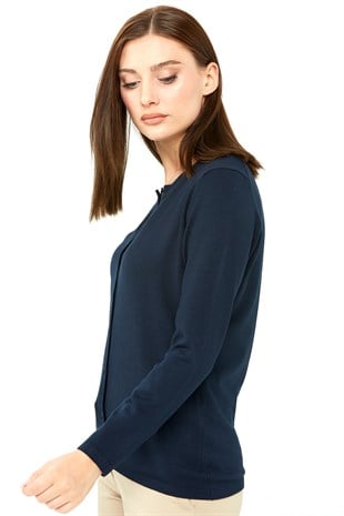 Женский базовый кардиган из лайкры Темно-синий