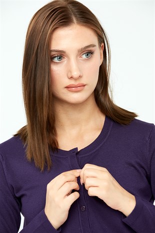 Womens Lycra Basic Cardigan Dark Purple