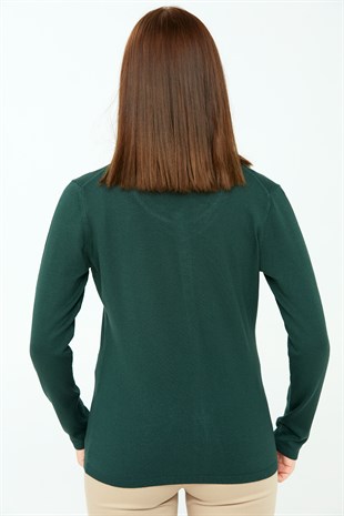 Женский базовый кардиган из лайкры темно-зеленый