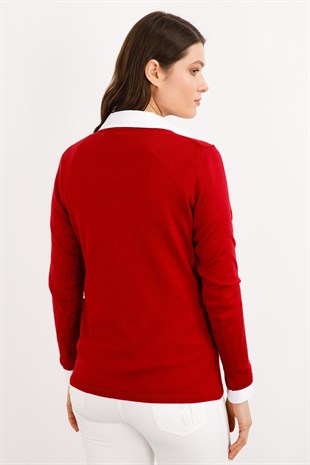 Женский базовый кардиган из лайкры темно-красный цвет