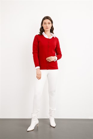 Женский базовый кардиган из лайкры темно-красный цвет