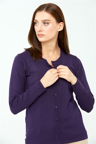 Womens Lycra Basic Cardigan Dark Purple
