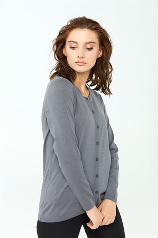 Женский базовый кардиган из лайкры серый цвет