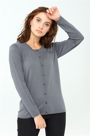 Женский базовый кардиган из лайкры серый цвет