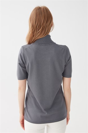 Женская блузка с водолазкой из лайкры КОПЧЕНЫЙ