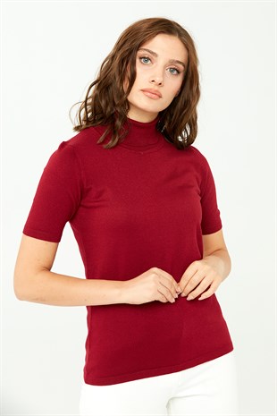 Женская блузка с водолазкой из лайкры Вишневая