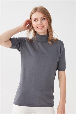 Женская блузка с водолазкой из лайкры КОПЧЕНЫЙ