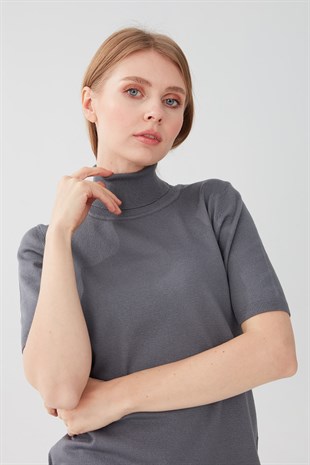 Женская блузка с водолазкой из лайкры КОПЧЕНЫЙ