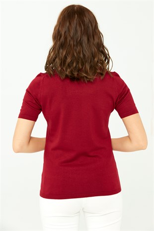 Женская блузка с водолазкой из лайкры Вишневая