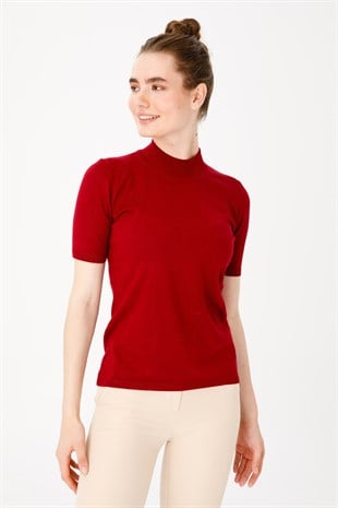 Женская блузка с высоким воротником из лайкры