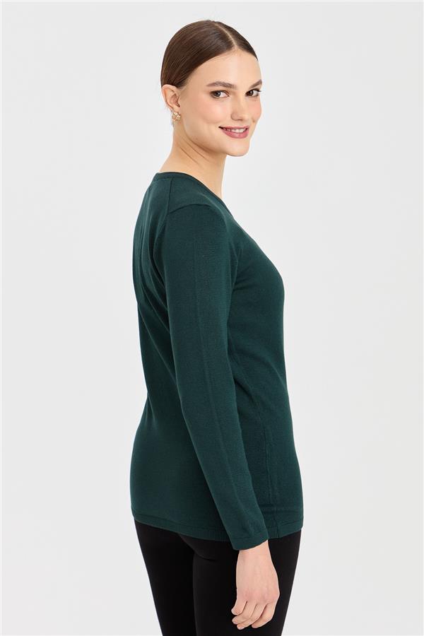 Женская базовая блузка из лайкры с круглым вырезом нафта