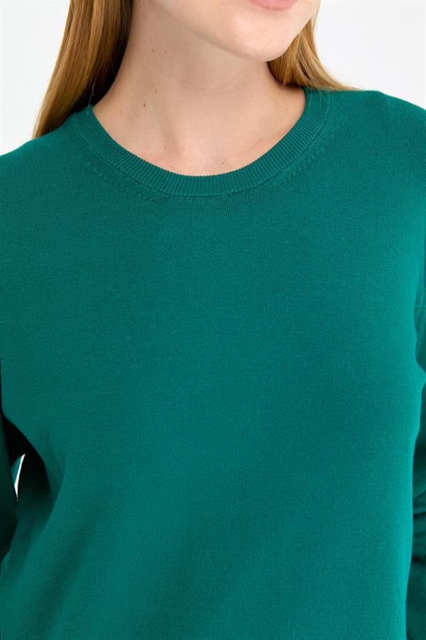 Kadın Likralı Uzun Kol Basic Sıfır Yaka Bluz A.Ö.Başı