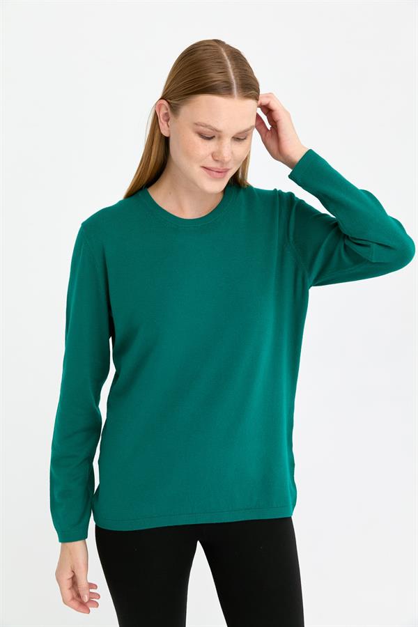 Kadın Likralı Uzun Kol Basic Sıfır Yaka Bluz A.Ö.Başı