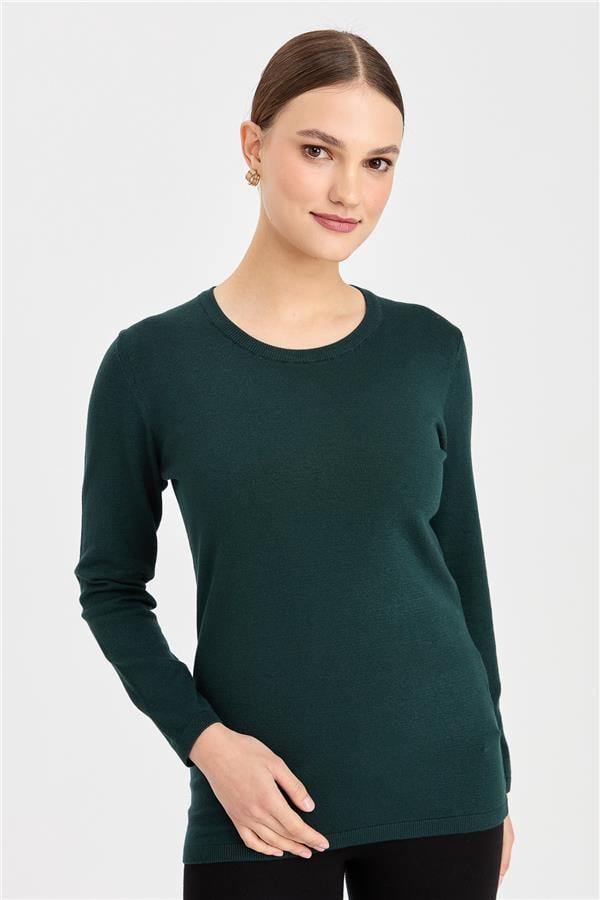 Женская базовая блузка из лайкры с круглым вырезом нафта