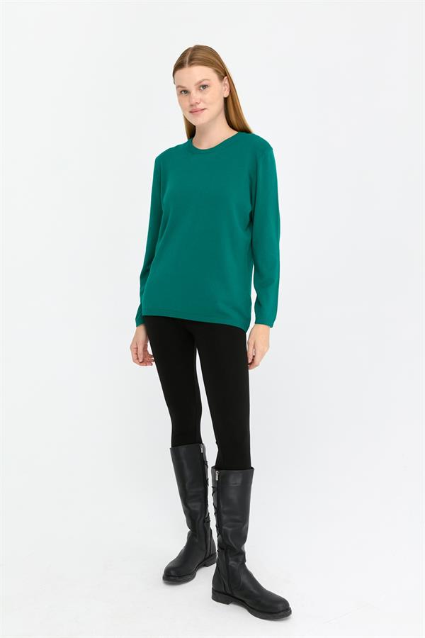 Kadın Likralı Uzun Kol Basic Sıfır Yaka Bluz A.Ö.Başı