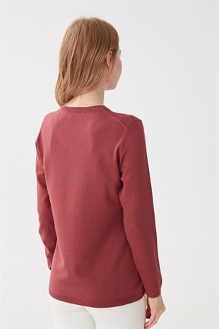 Женская базовая блузка из лайкры с V-образным вырезом Цвет сушеной розы