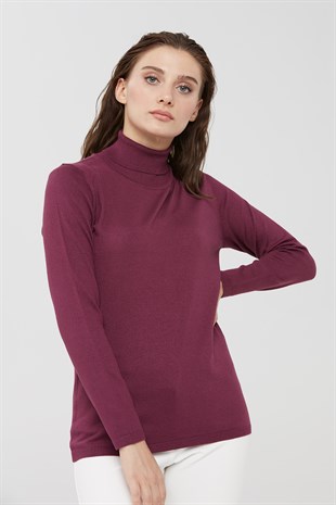 Женская базовая блузка из лайкры. Дамсон цвета