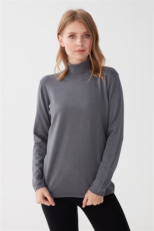 Женская базовая блузка из лайкры. серый