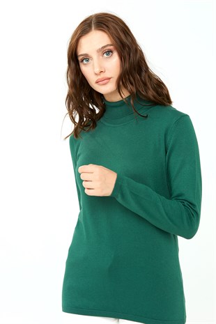 Женская базовая блузка из лайкры. Зеленый