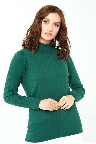 Женская базовая блузка из лайкры. Зеленый