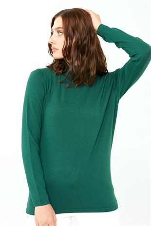Женская базовая блузка из лайкры. Зеленый