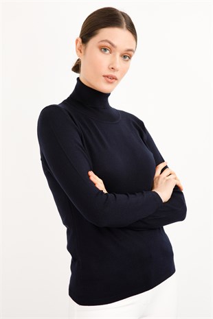 Женская базовая блузка из лайкры. Темно-синий