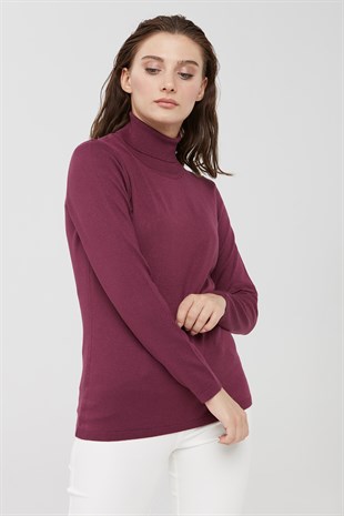 Женская базовая блузка из лайкры. Дамсон цвета