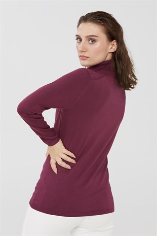 Женская базовая блузка из лайкры. Дамсон цвета