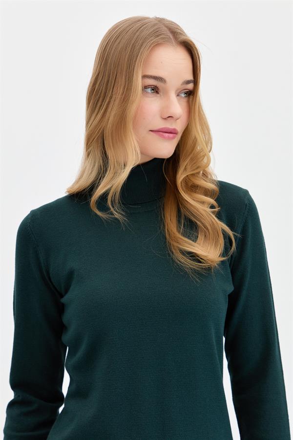 Женская базовая блузка из лайкры темно-зеленого цвета