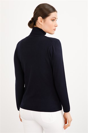 Женская базовая блузка из лайкры. Темно-синий