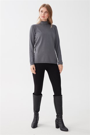 Женская базовая блузка из лайкры. серый