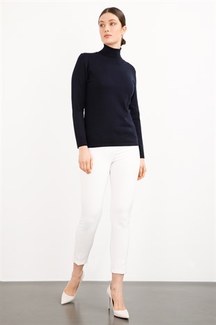 Женская базовая блузка из лайкры. Темно-синий