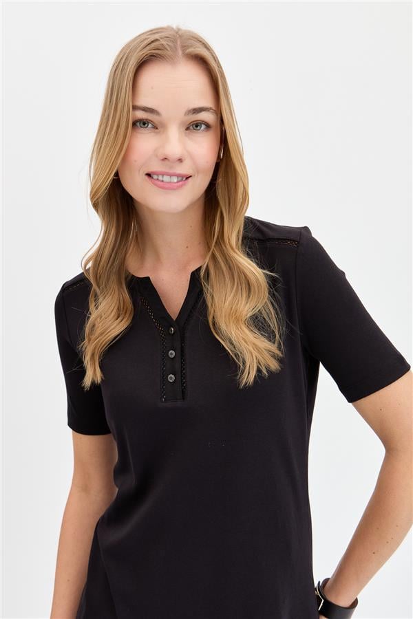 Женская хлопковая футболка с вышивкой на плечах и воротнике, зеленая