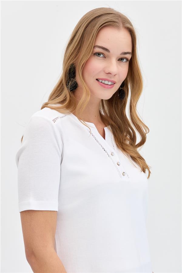 Женская хлопковая футболка с вышивкой на плечах и воротнике, зеленая