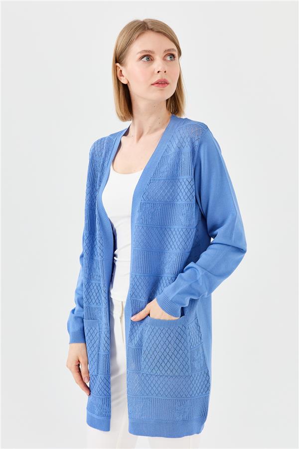 Womens Long Summer Cardigan Blue