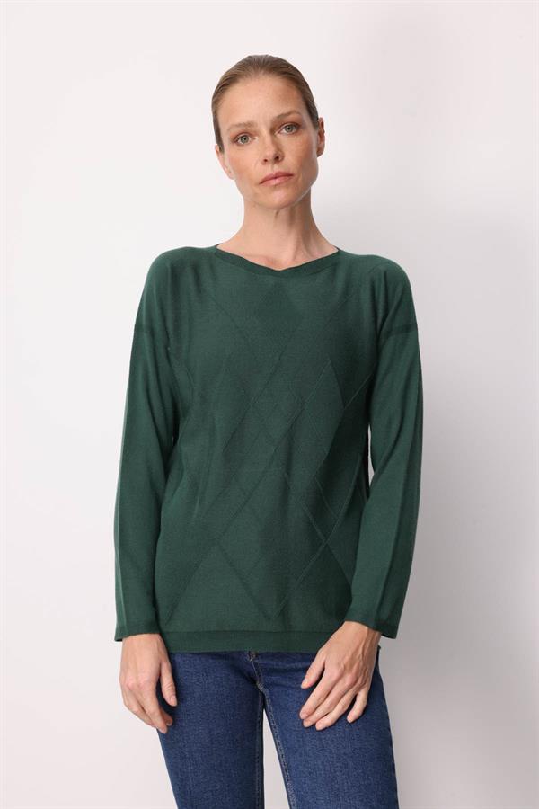 Kadın Önü Baklavalı Yan Örgü Kazak Ö.Başı