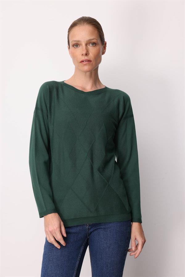 Kadın Önü Baklavalı Yan Örgü Kazak Ö.Başı