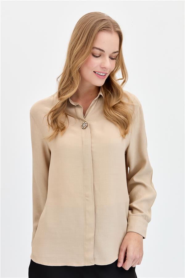 Женская брошь спереди, рубашка из норки