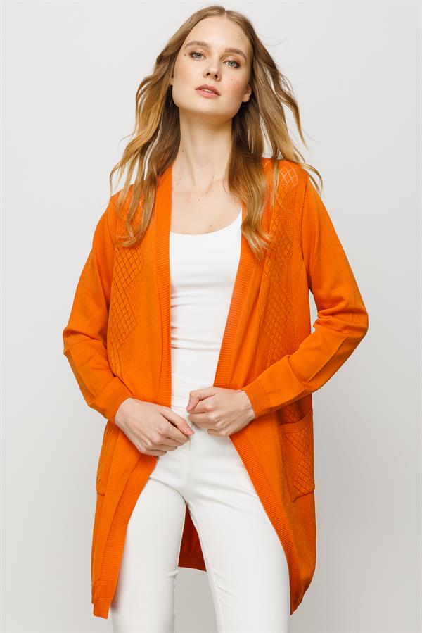 Женский летний картиган с тесьмой спереди и сзади оранжевый