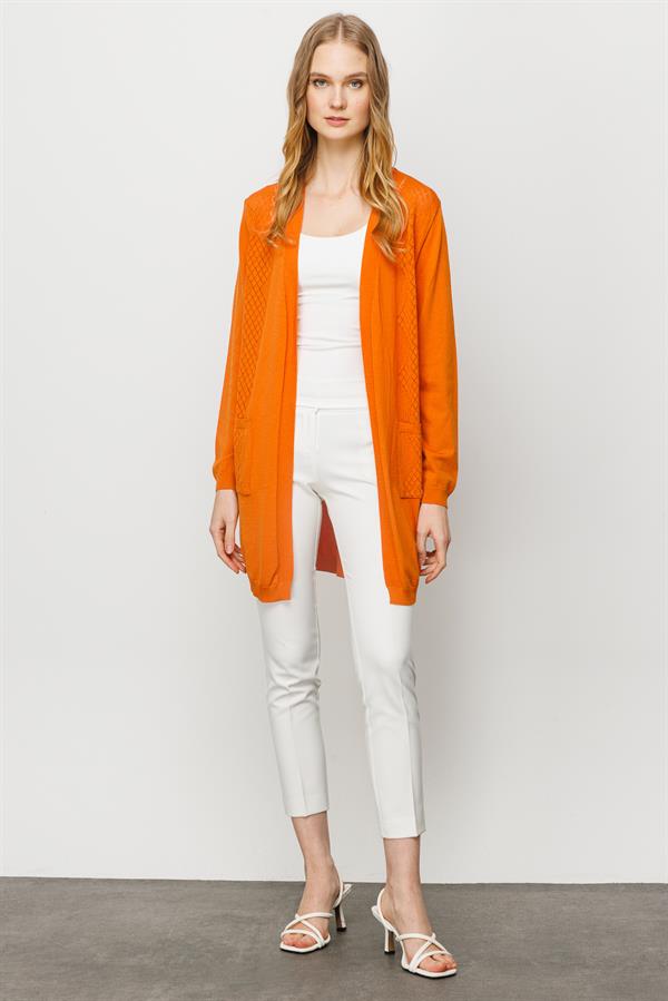 Женский летний картиган с тесьмой спереди и сзади оранжевый
